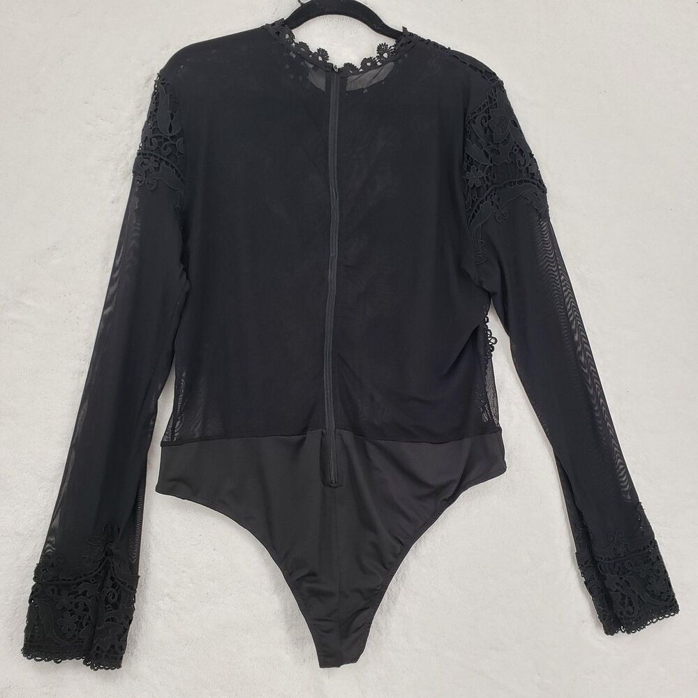 Fashion Nova Bodysuit Women 3X Black Sheer Lace Whimsigoth Fairy Grunge Witchy - Picture 5 of 10